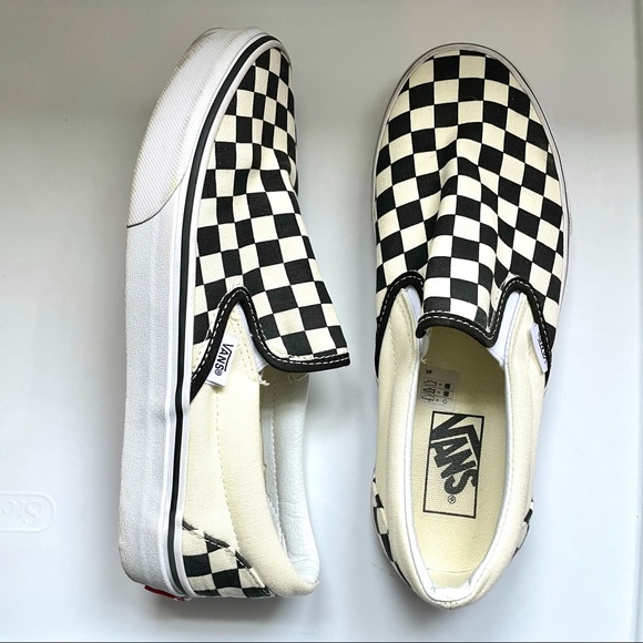 black and cream checkerboard vans